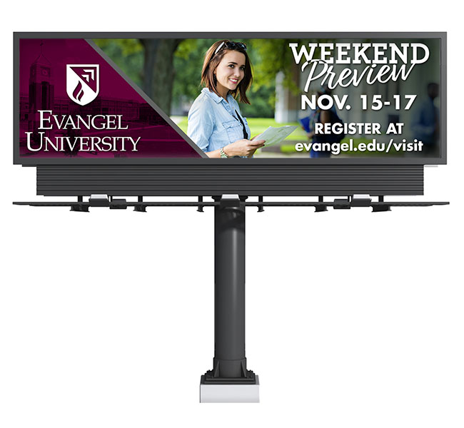 Red Crow Marketing Portfolio - Evangel University Weekend Preview Billboard
