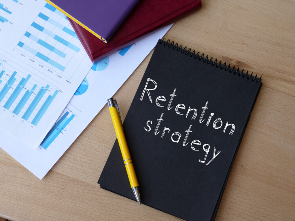 Retention strategy is shown on a conceptual business photo